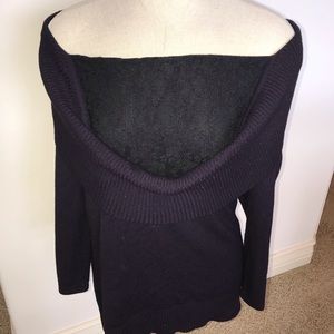 Off The Shoulder Sweater with Black Lace Neck